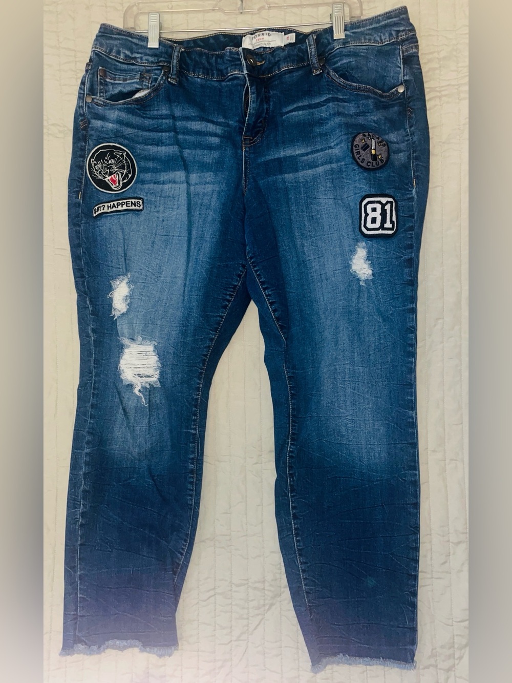 Torrid Blue Jeans with Patch Accents
